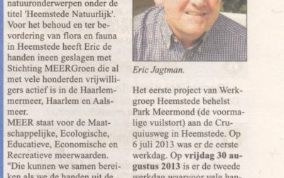 Heemsteedse Courant: 21-8-2013: Eric Jagtman op de bres voor lokale natuur