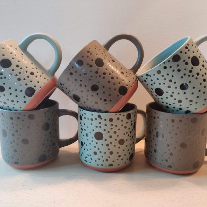 set van 6 koffietassen - met leuke bollen -