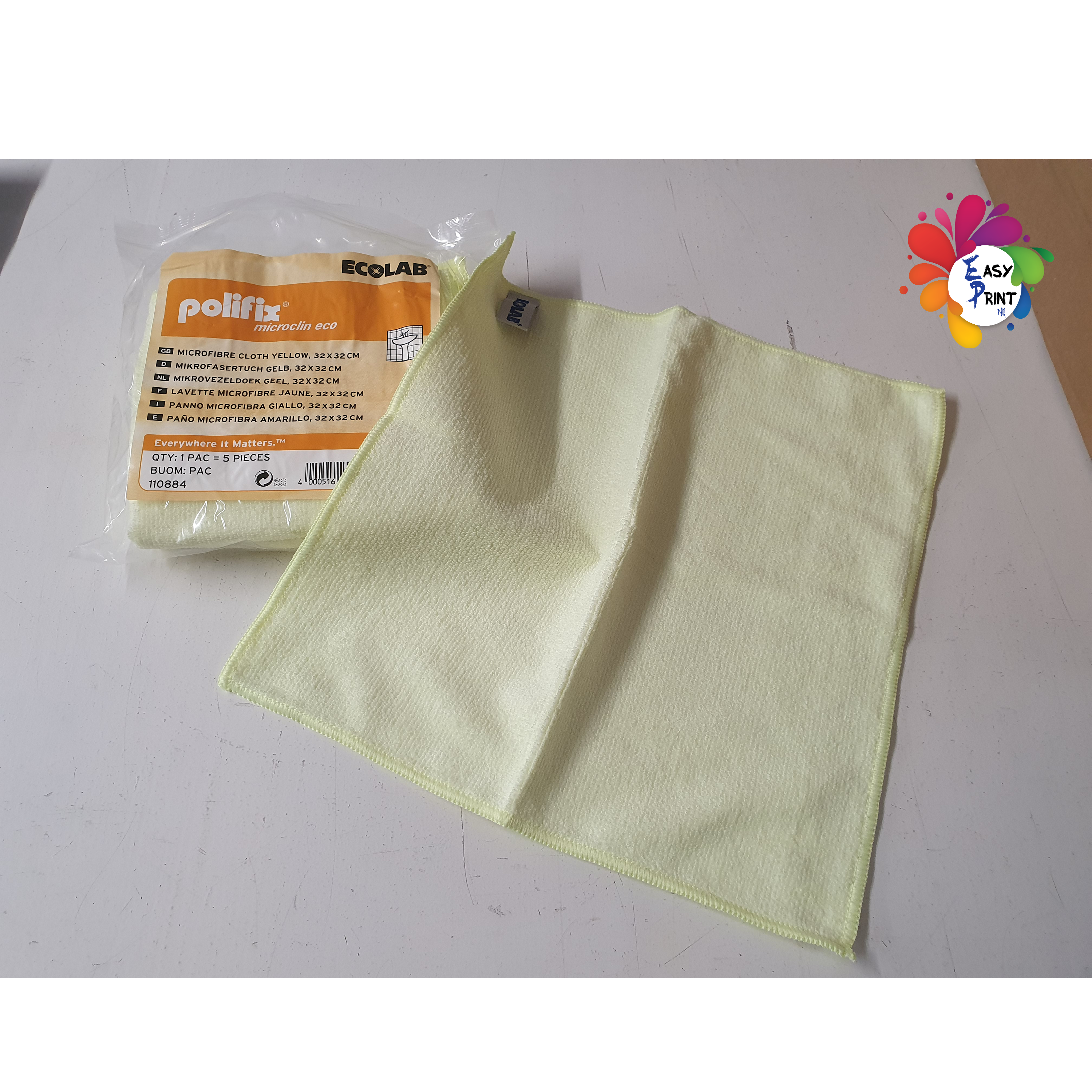 Polifix Microclin Ecolab Microfibre Yellow Cloth (5 Pack) – Easyprint NI