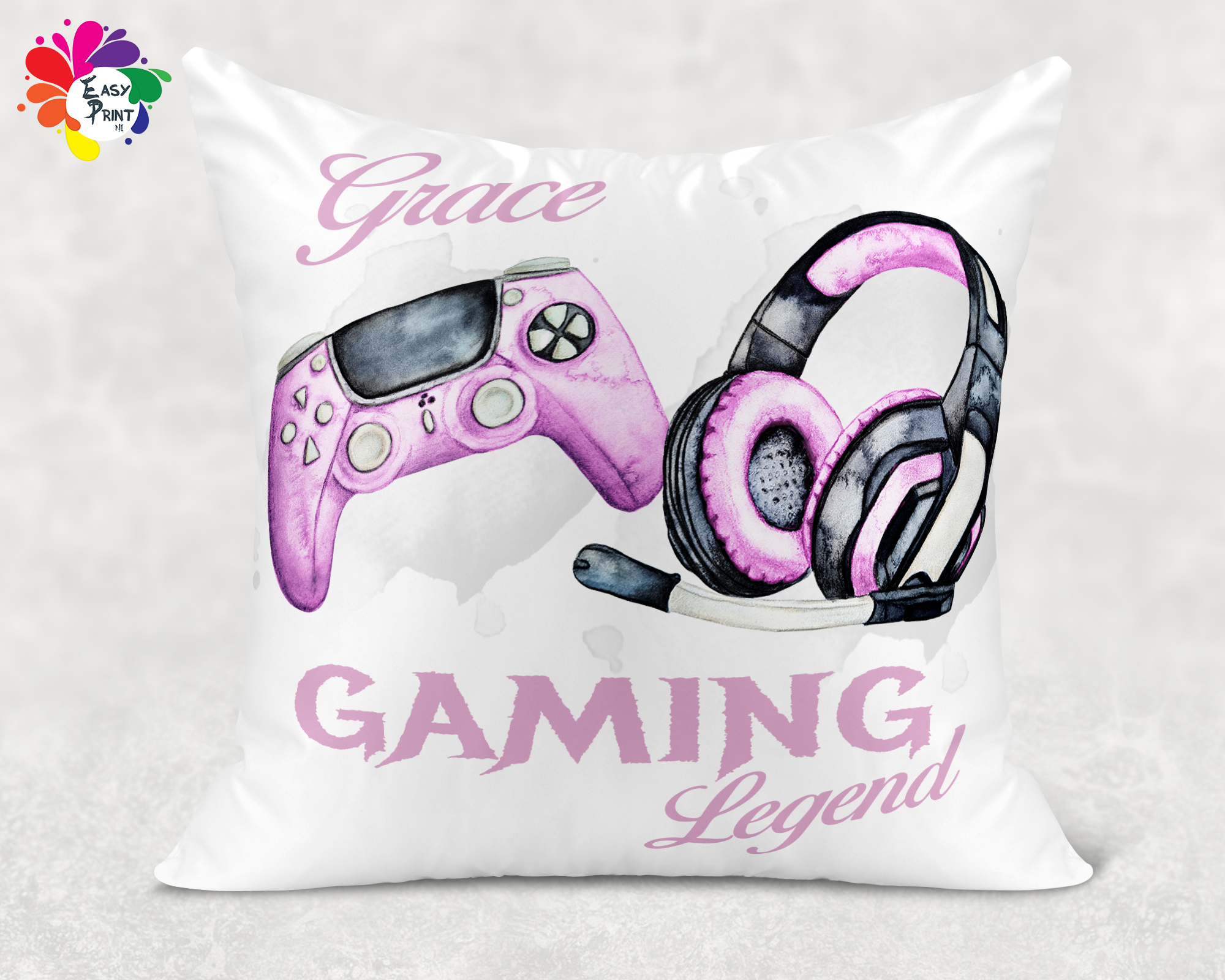 Personalised Gaming Legend Cushion with insert 40cm x 40cm – Easyprint NI