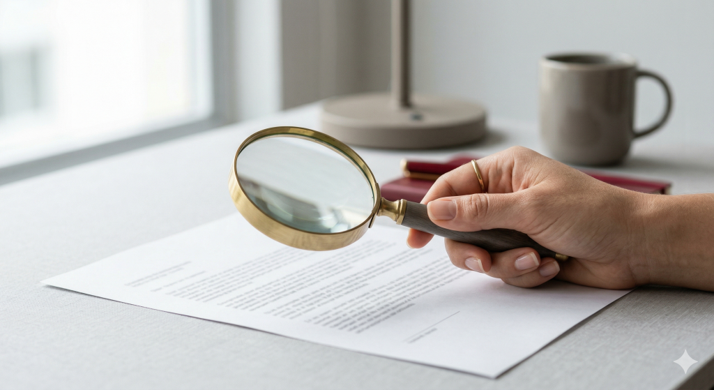 Background check e due diligence: lupa sobre documento representando verificação de compliance corporativo