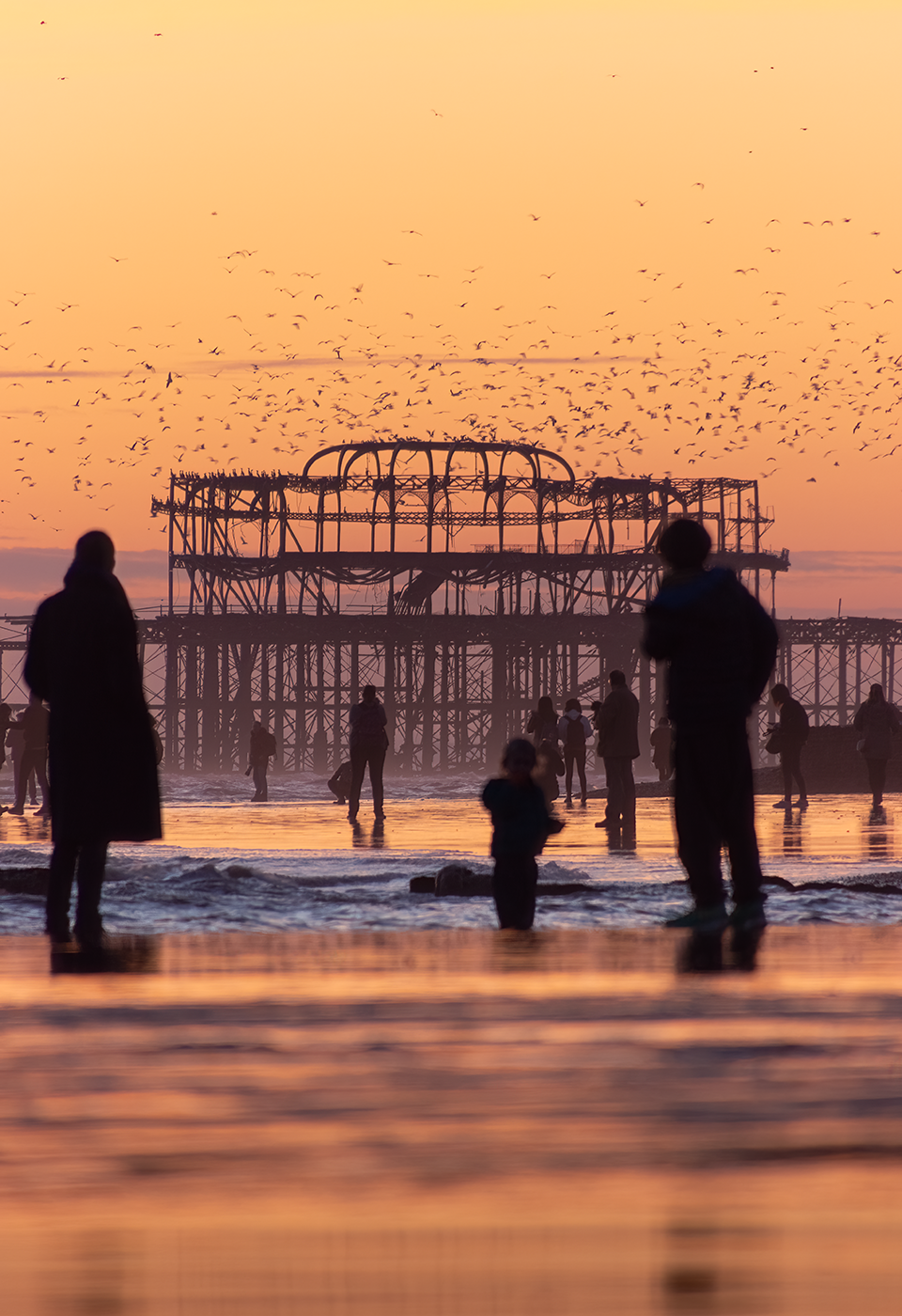 photographic print of Brighton's West Pier at sunset.