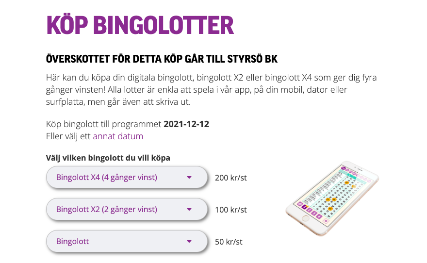 Sponsra Styrsö BK med Bingolotto