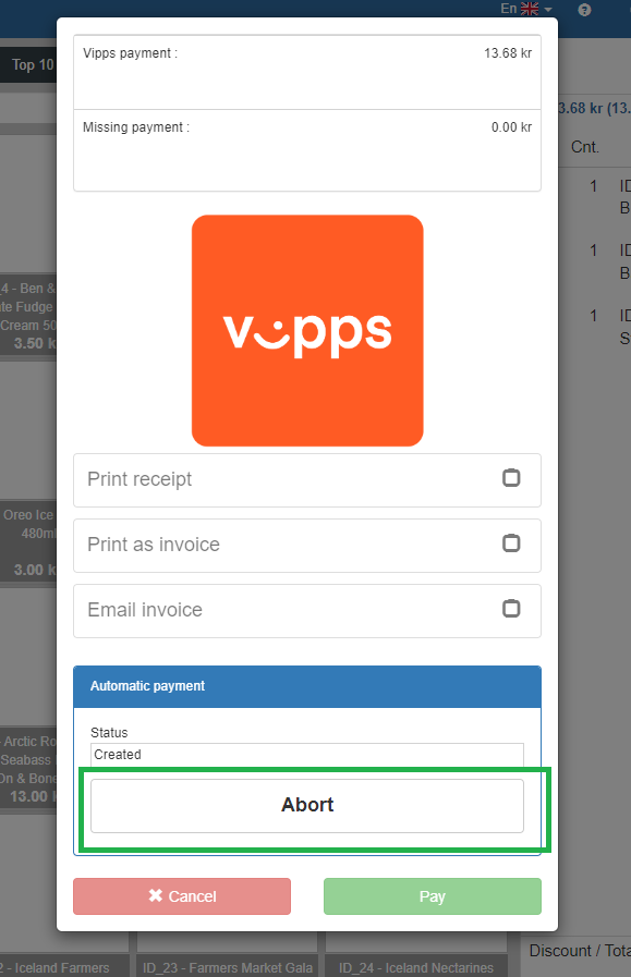 Sapera integration to Vipps Mobilepay