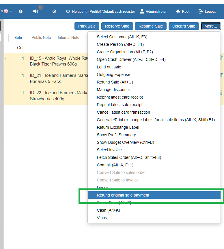 Sapera integration to Vipps Mobilepay