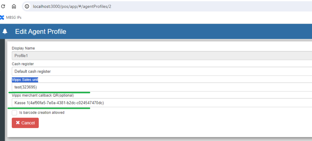 Sapera integration to Vipps Mobilepay