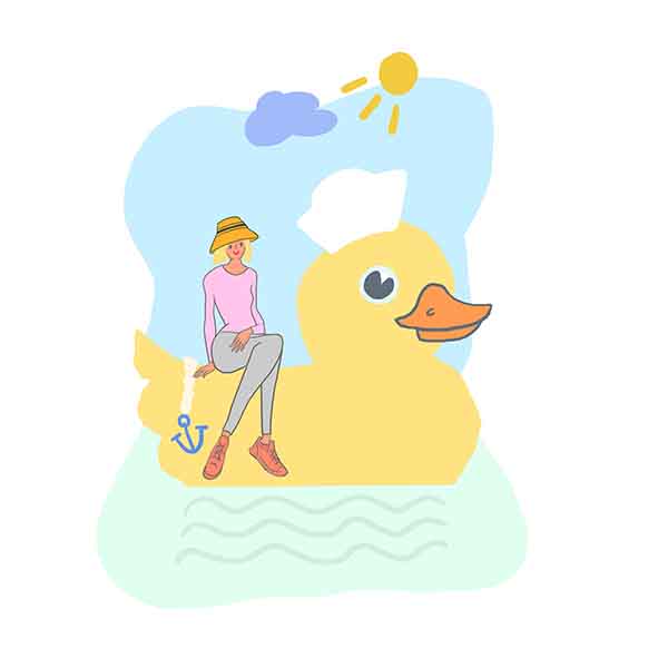 lifestyle illustration adventures woman duck covid-19