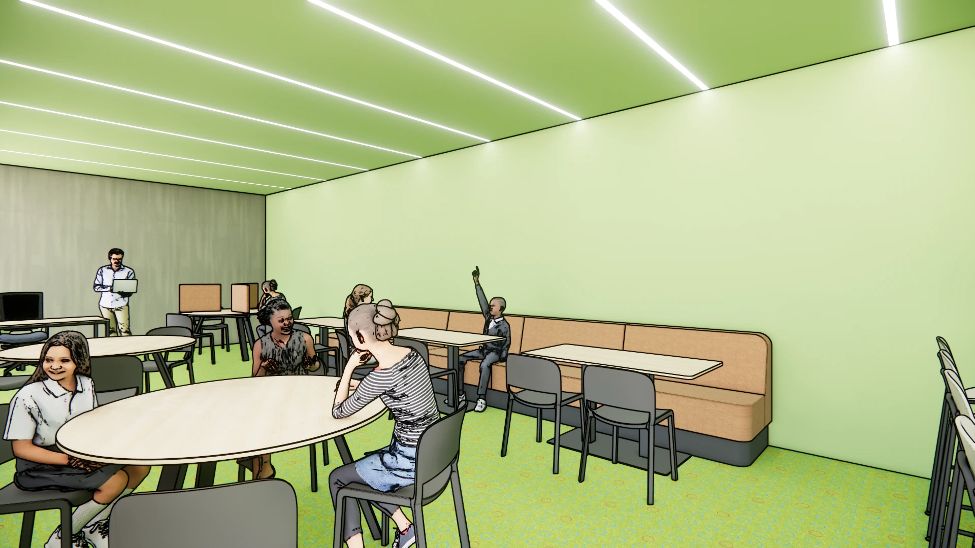 Omo Scholengemeenschap Helmond – Onderwijs Aula Personeelskamer Leerplein Werkplein - SVDH Interieurontwerp - Interior Design
