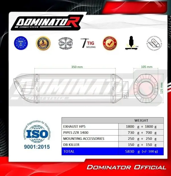 Dominator HP5 Slipon ZZR 1400 2012-2024