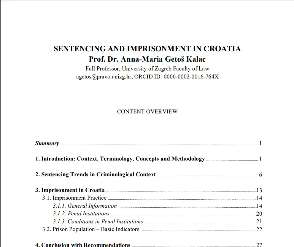 Sentencing and imprisonment in croatia