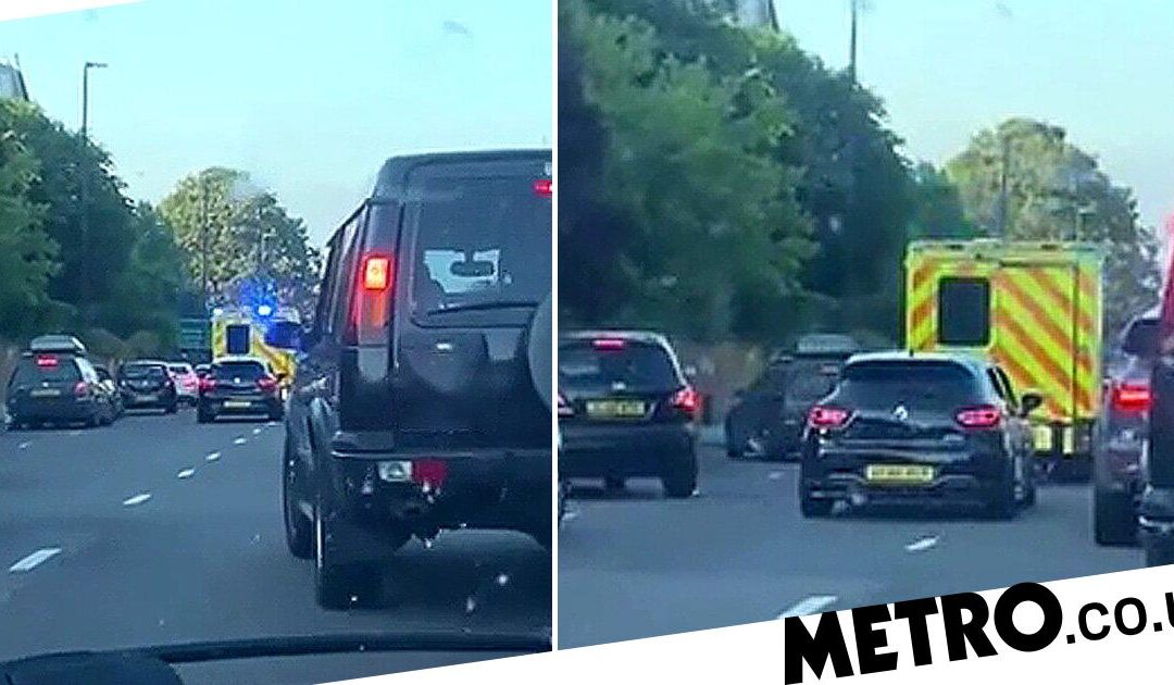 Tailgater follows right up ambulance’s backside to beat the traffic