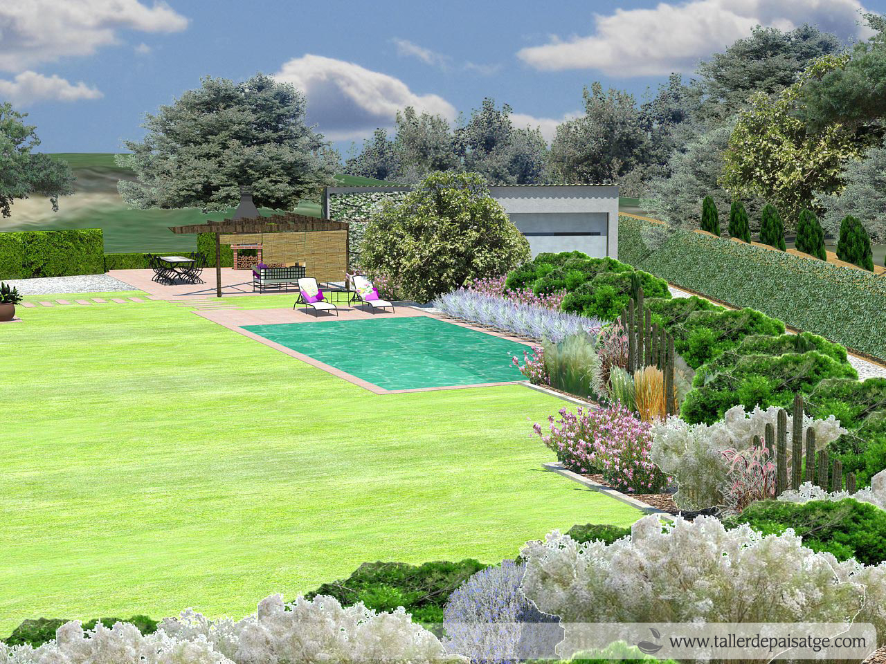 Disseny jardí 3D masia 