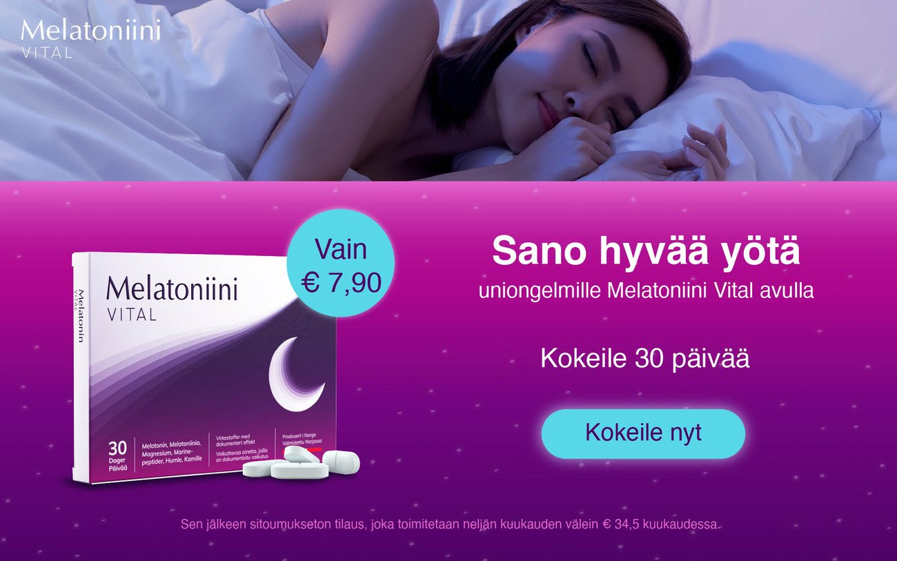 Kokeile tuotetta Melatoniini Vital 30 päivää