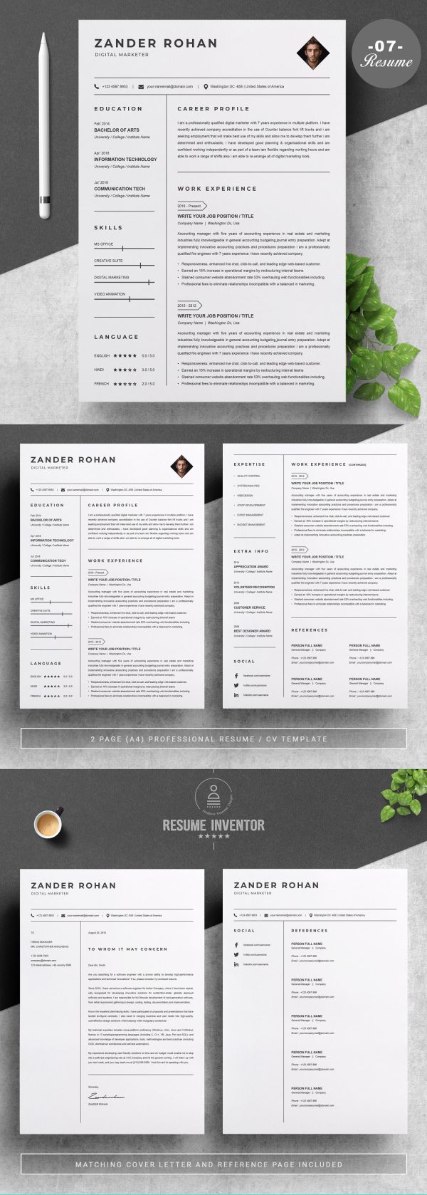 resume and cv template skabelon