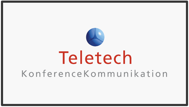 Platt skärm med Teletech-logotyp