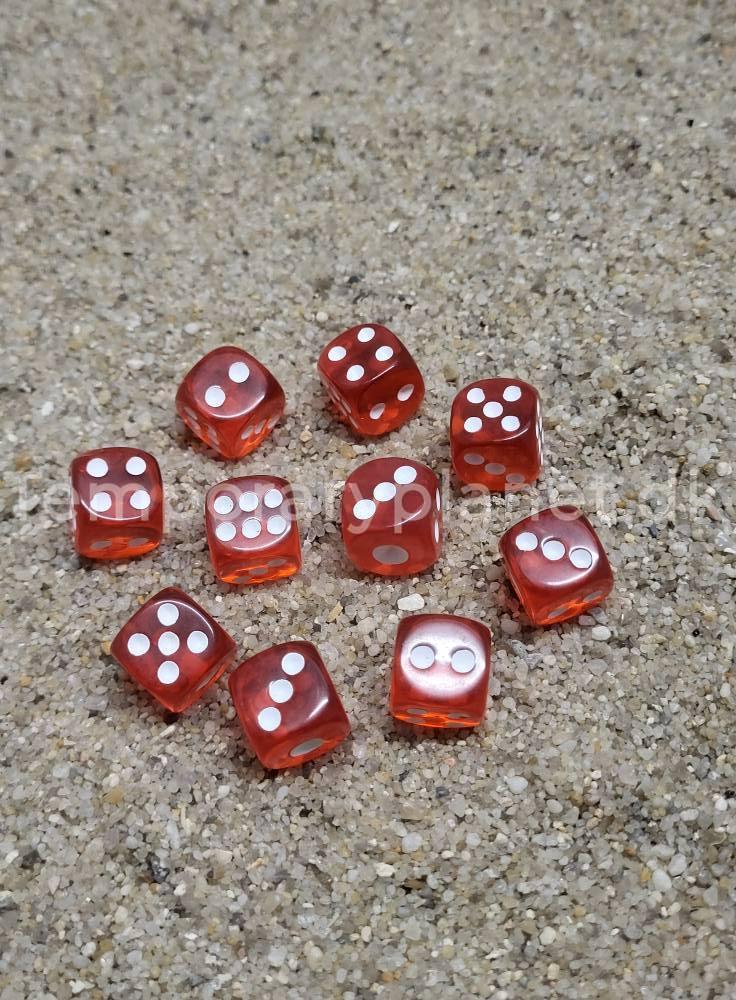 Dice D6 10 14 mm Terninger Transparent Røde