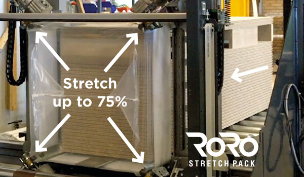 RoRo StretchPack® performs a cold packaging process where packaging and sealing are done in only one operation. 