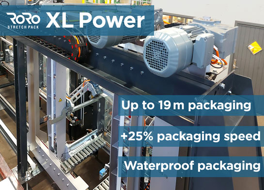 The main improvements on the XL Power machine are stronger and longer gripper arms to load more film, more powerful motors, and the steel construction has become stronger to withstand the increased tensile forces.