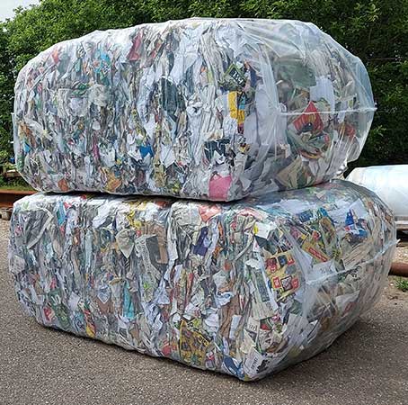 Packed waste bales