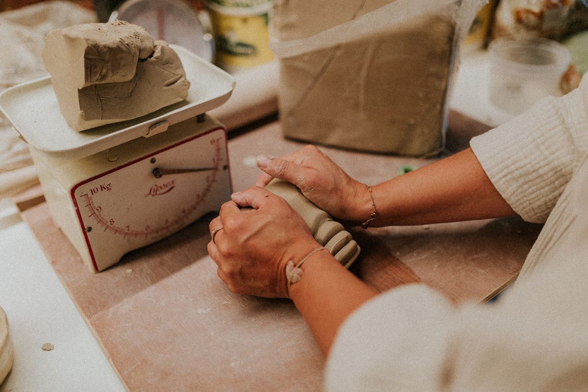 wedging clay