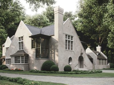 American house 3D rendering front view