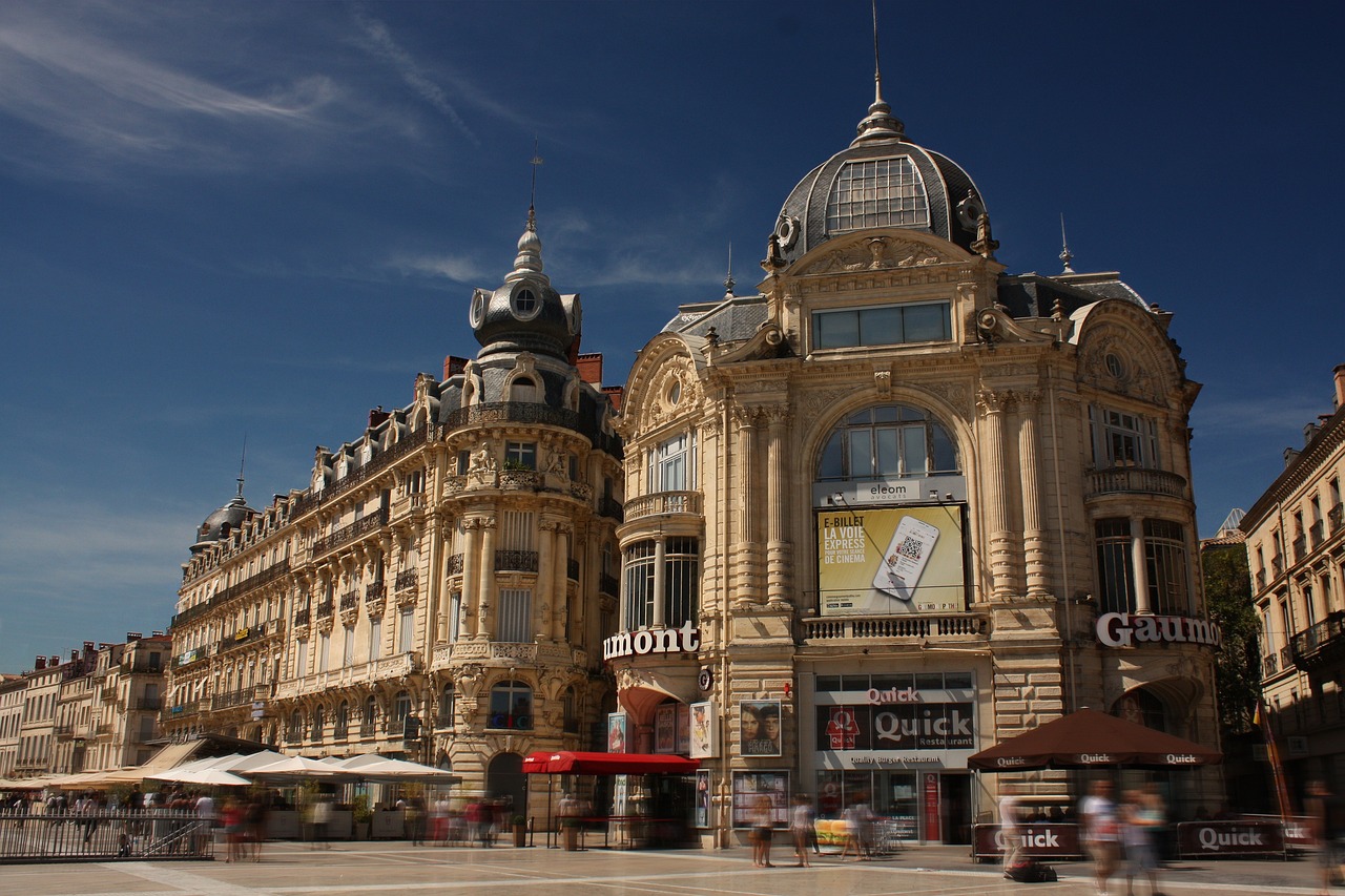 Centrum van Montpellier op een zonnige dag.