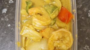 Tiger prawns yellow curry