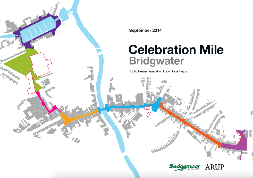 front cover of feasibility study showing colour-coded map of the Celebration Mile