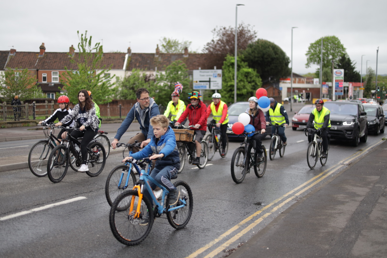 group of riders on Broadway