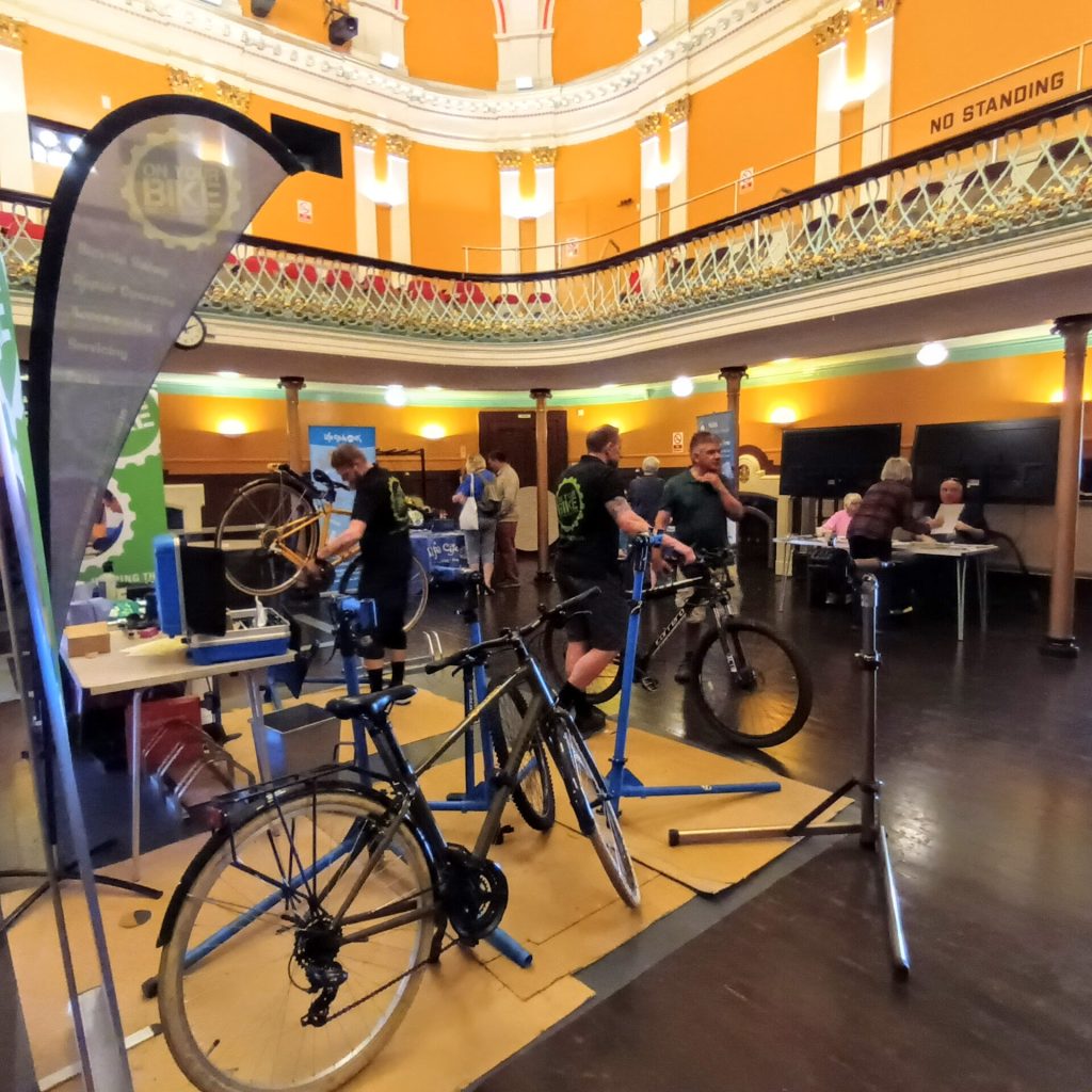 exhibitors in the Town Hall at the 2023 Active Travel Day