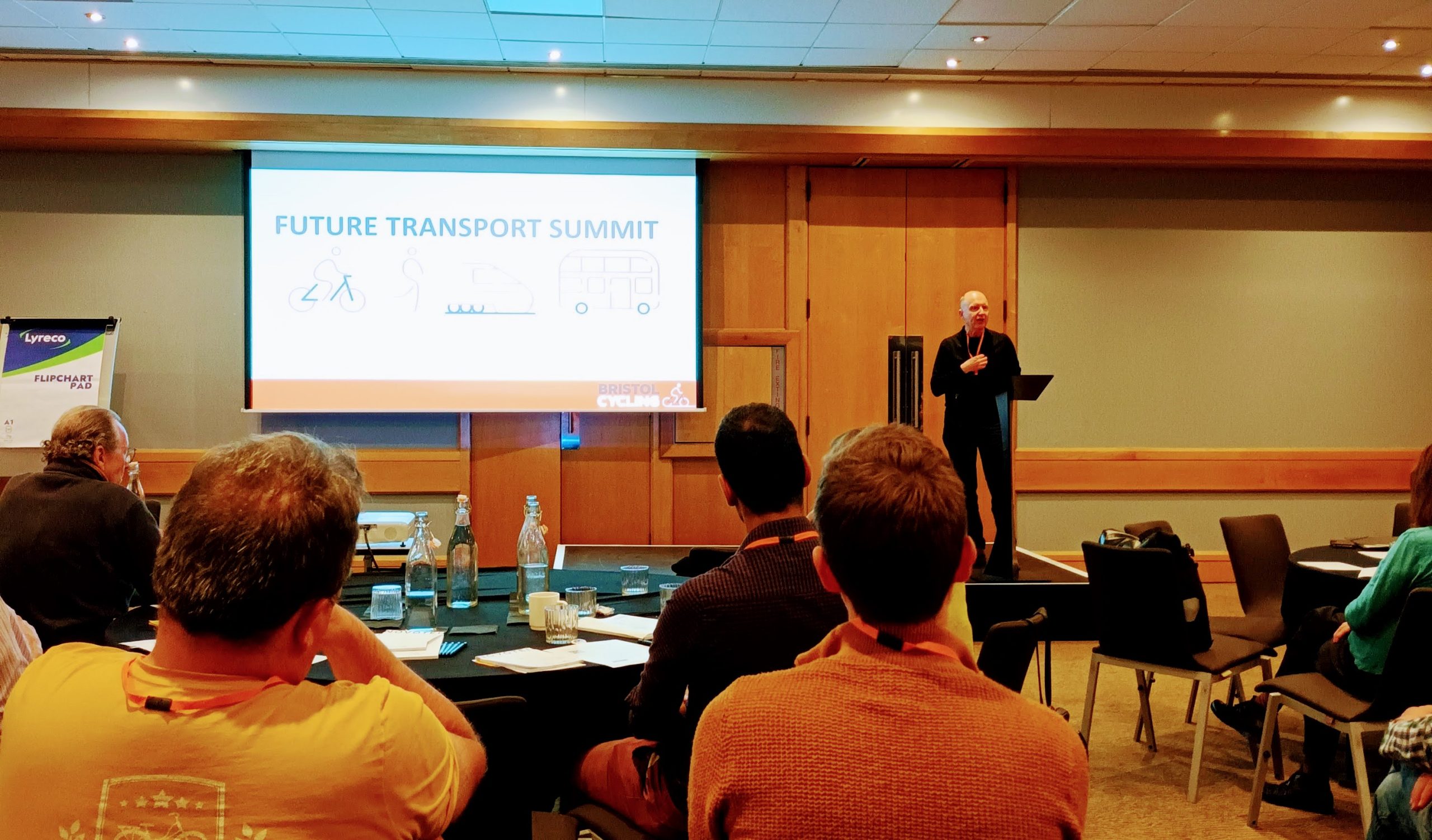 Ian Pond of Bristol Cycling Campaign addresses delegates at the 2023 Future transport Summit