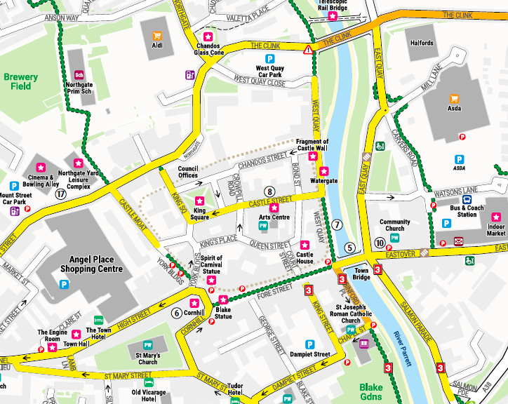 section of town centre map