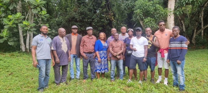 Lecturers of Njala University and WHH ADORE project officials pose for a group photo at Tiwai Island