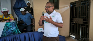 WHH Head of Programmes- Gospell Matondi making a statement at the project launch in Makeni City.