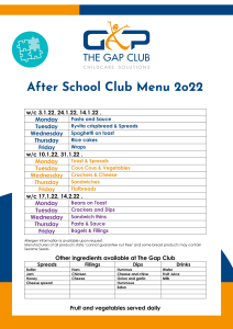after school club menu