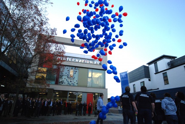 A balloon launch to celebrate the university's partnership with Santander