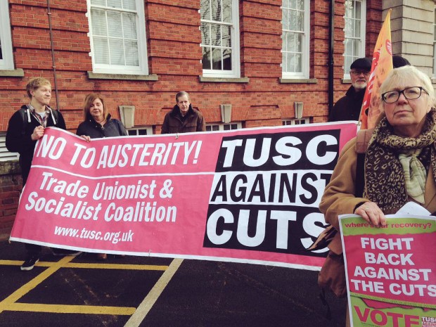 Elaine Smith (on the right) stands for the Trade Unionists and Socialists Coalition in Lincoln.