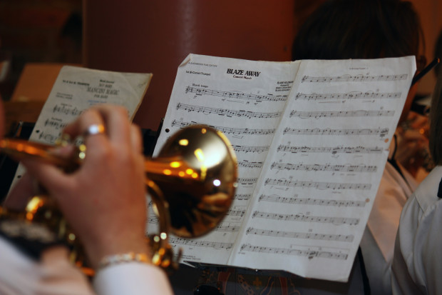 cornet playing sheet music