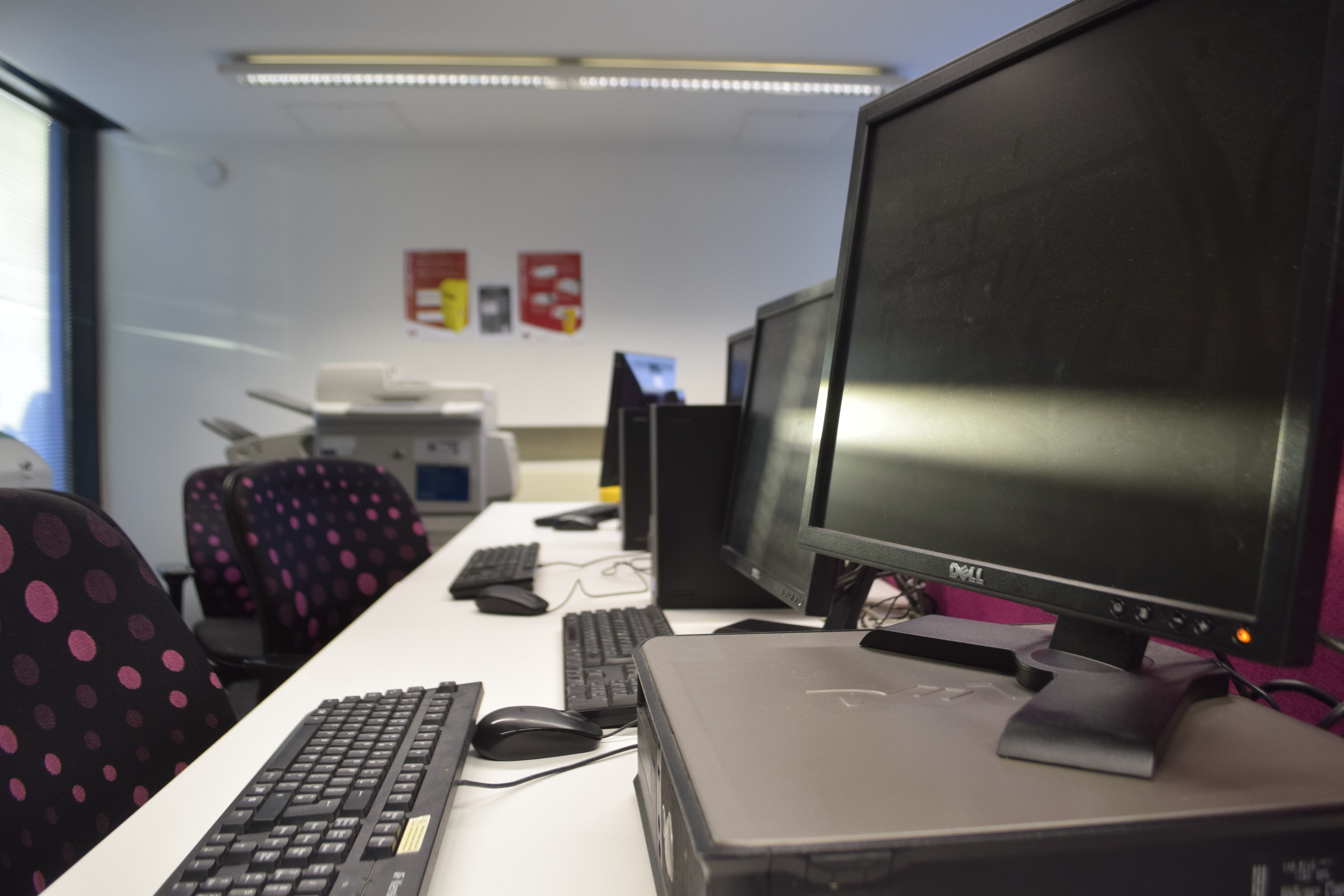 computers on the ground floor of the University of Lincoln library (Photo: Gregor Smith)