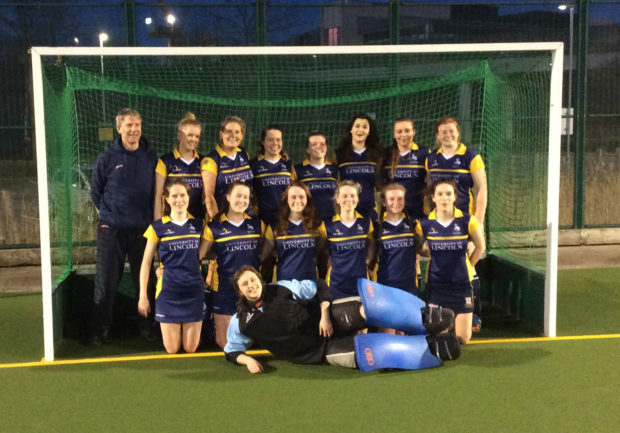 A victorious University of Lincoln women's team post-win.