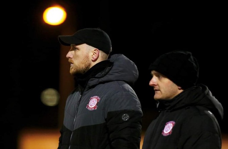 Lincoln United manager Chris Funnell and assistant Matt Evans