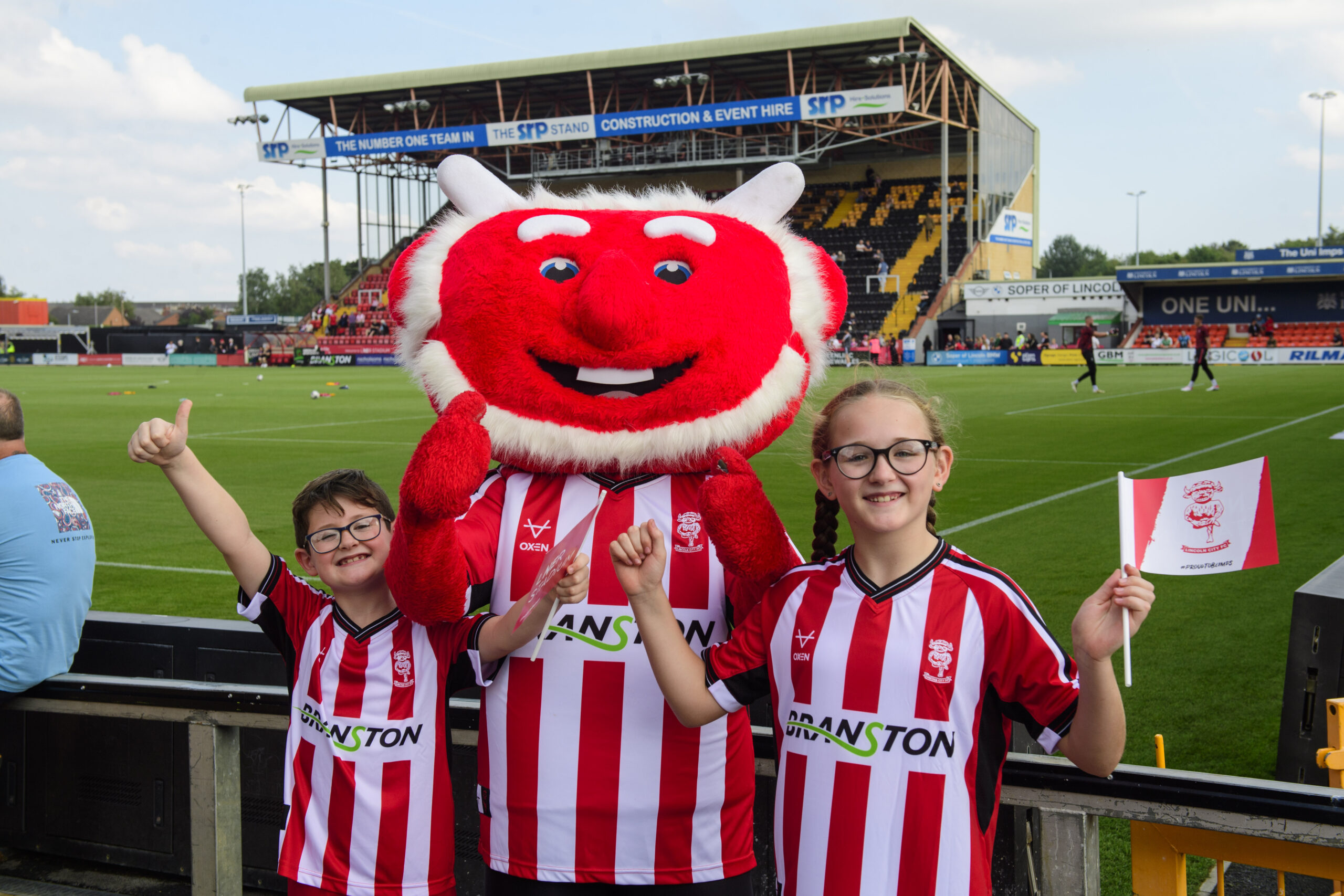 Lincoln City Young Fans with Poacher the Imp