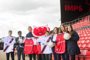 Poacher The Imp meets Lincoln Minster students who are taking part in the challenge.