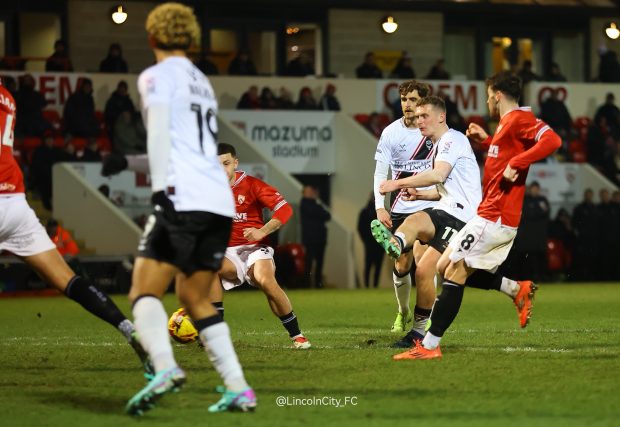 Lincoln City midfielder Ethan Hamilton. Credit: Graham Burrell