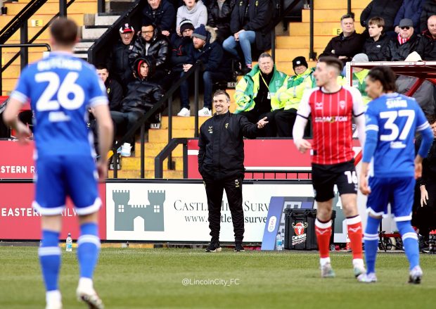 Lincoln City head coach Michael Skubala. Credit: Graham Burrell