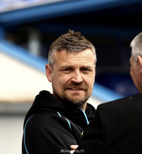 Lincoln City Head Coach Michael Skubala. Credit: Graham Burrell.