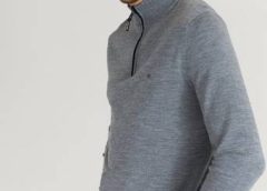 Calvin Klein Strikkegenser Superior Wool Quarter Zip Grå