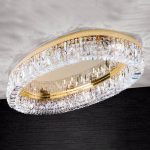 Oval premium-taklampe Ring med krystaller