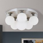 Taklampe Snowwhite, baldakin Ø 36 cm, nikkel