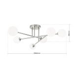 Taklampe Snowwhite med stenger, 6 lys, nikkel